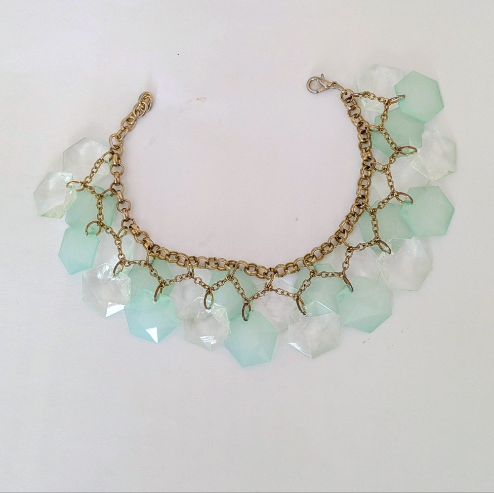 Multilayer Clear And Mint Green Bracelet